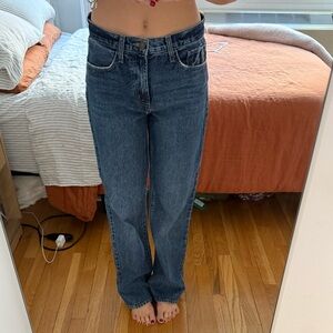 Just Black Women's Loose Straight Leg Blue Jeans